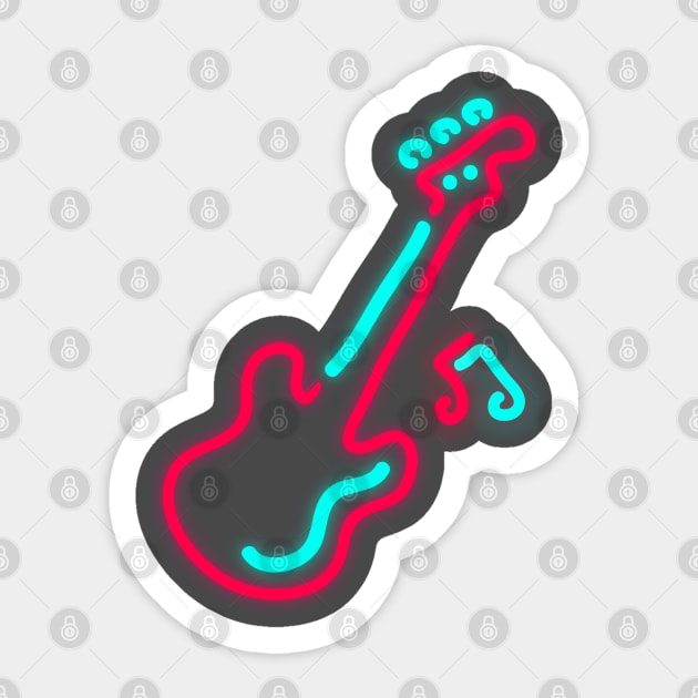 80's Gift 80s Retro Neon Sign Electric Guitar Music Sticker by PhuNguyen